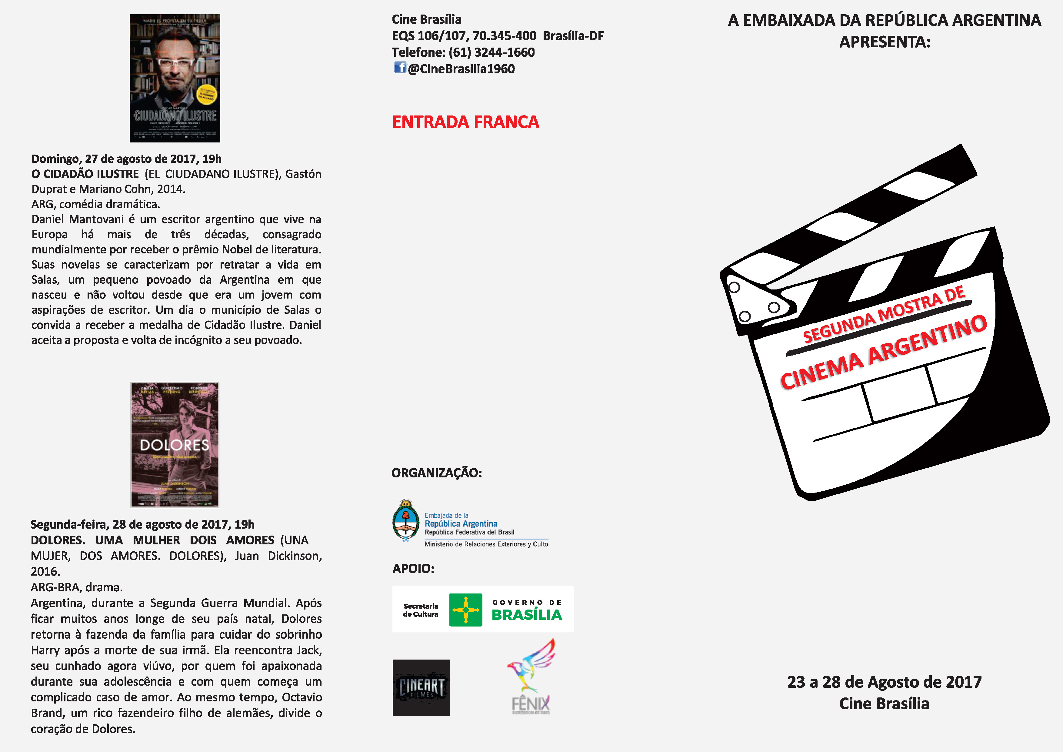 Segundo Mostra de Cinema Argentino, que come�a quarta-feira, dia 23, no Cine Bras�lia, com entrada franca.