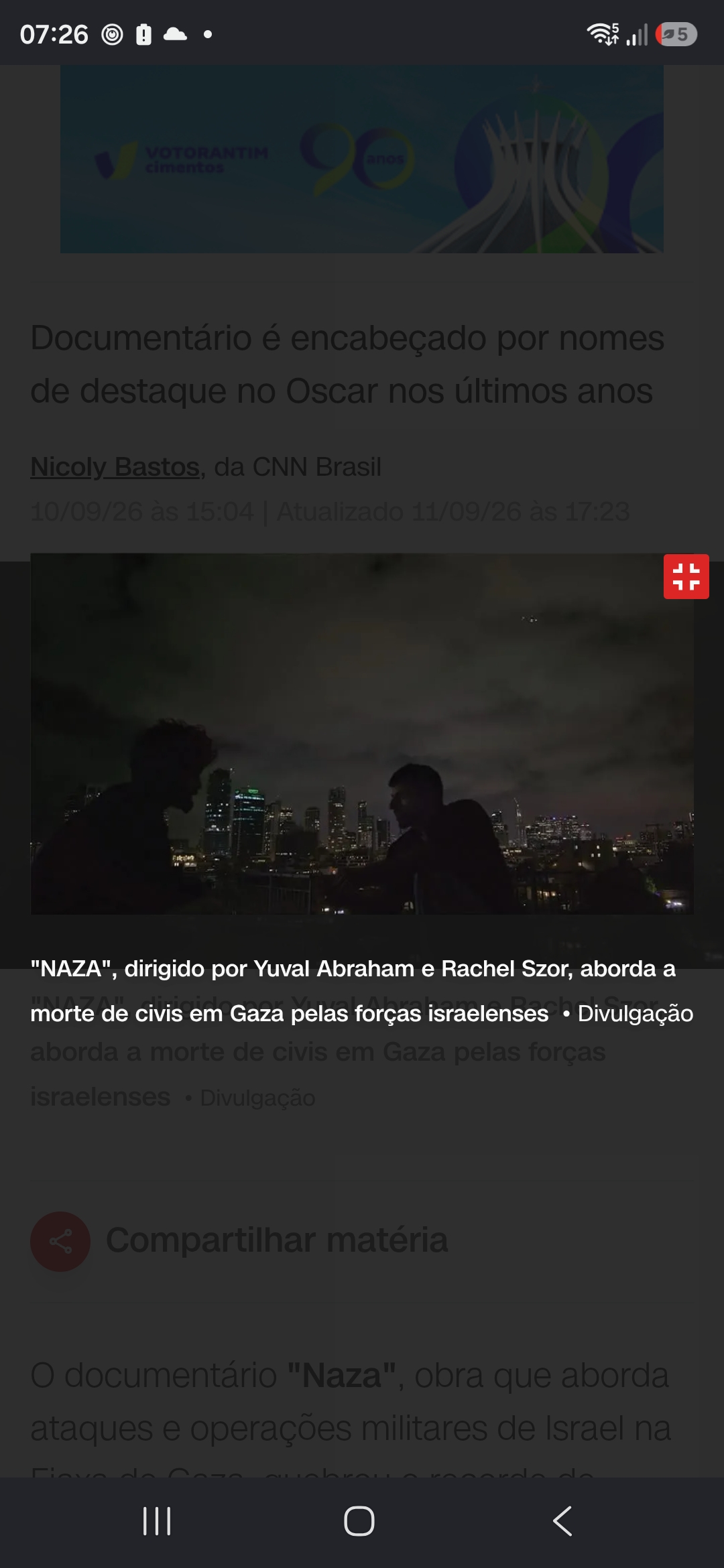 "Naza": obra sobre Gaza quebra recorde em Veneza com 24 minutos de aplausos