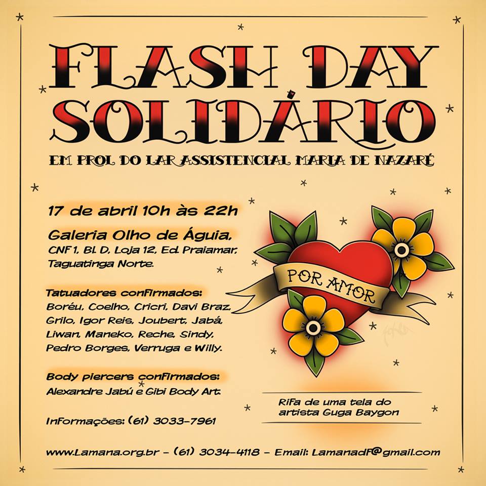 Flash Day solidário em prol do Lar Assistencial Maria de Nazaré.Domingo 17 de Abril.Local:Galeria Olho de Águia.