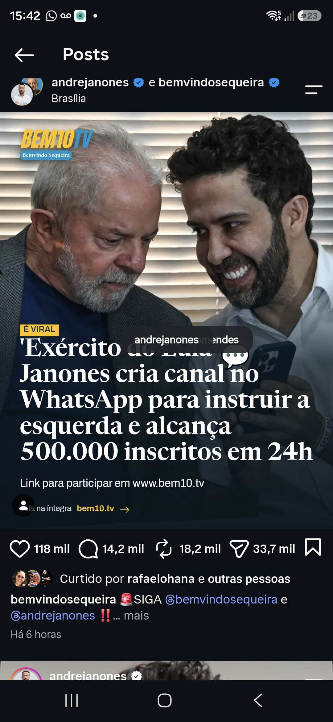 'Exército de Lula': Janones cria grupo no WhatsApp em apoio à reeleição