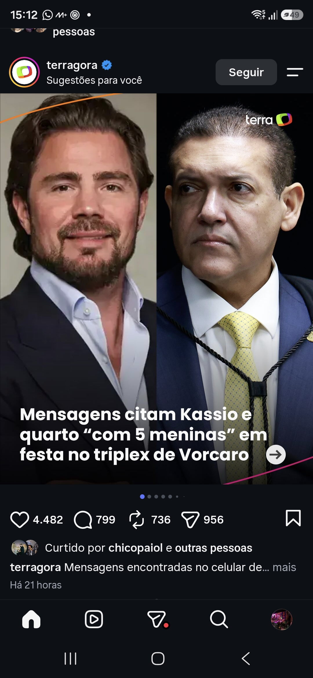 Mensagens citam Kassio e relatam quarto 'com 5 meninas' em festa de Vorcaro