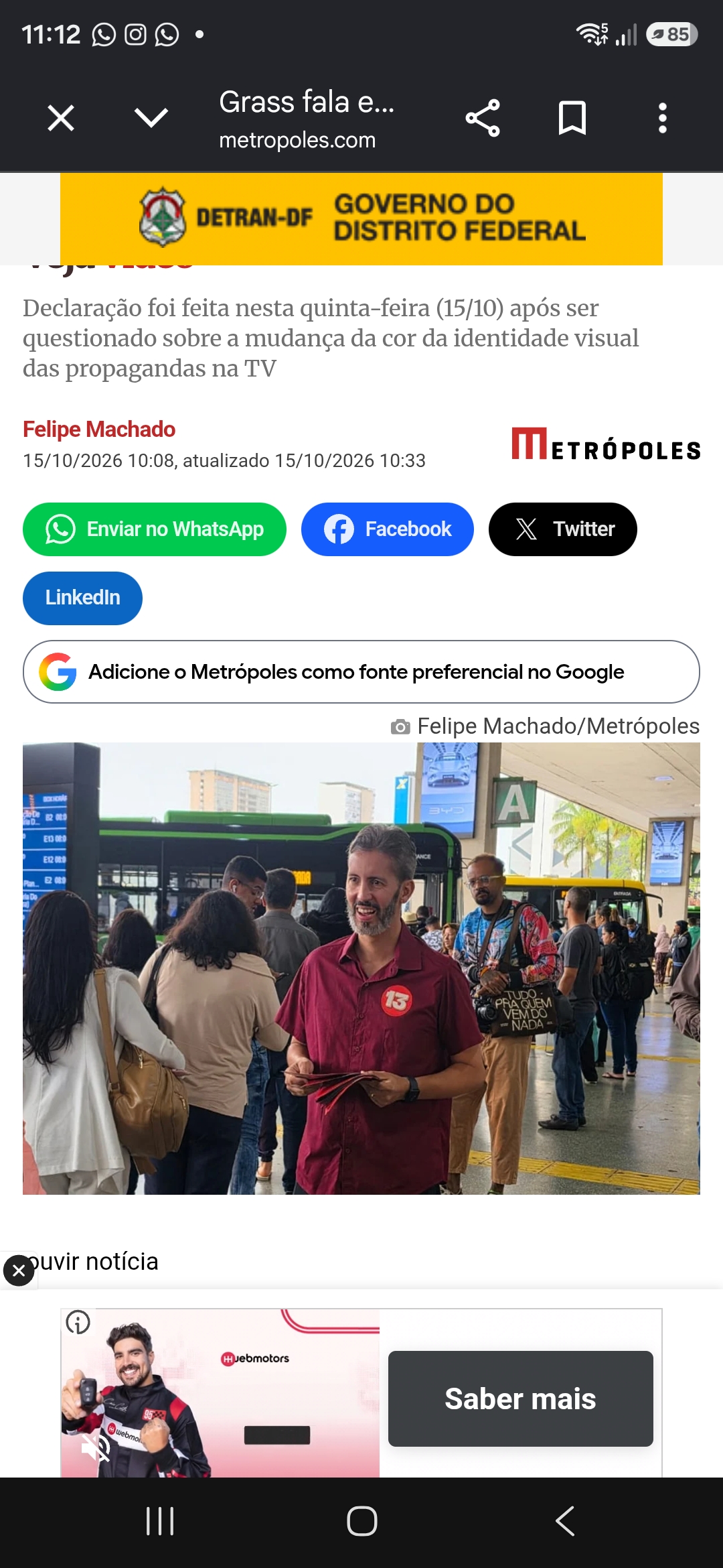 Distrito Federal Grass fala em "campanha plural" após abandonar vermelho em propaganda. Veja vídeo