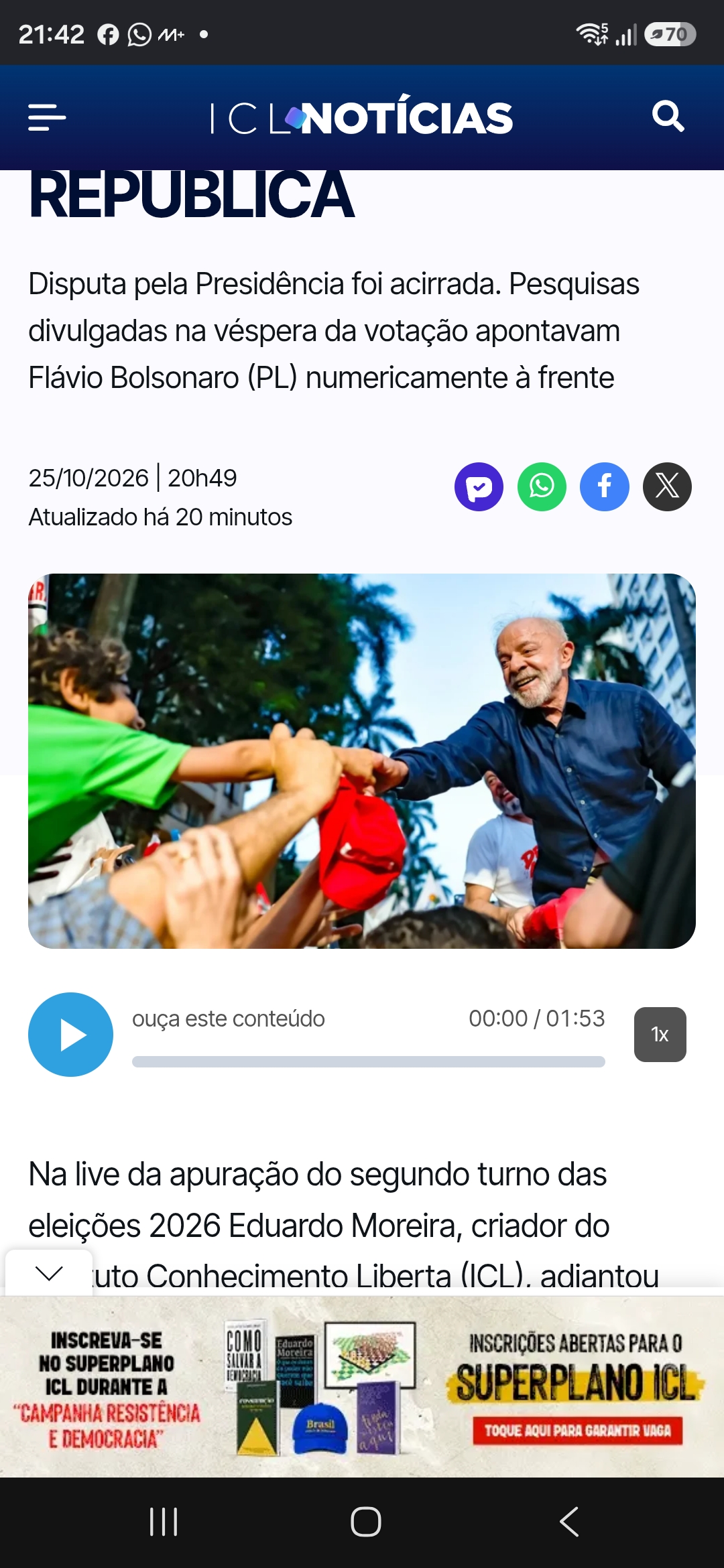 LULA ESTÁ REELEITO PRESIDENTE DA REPÚBLICA