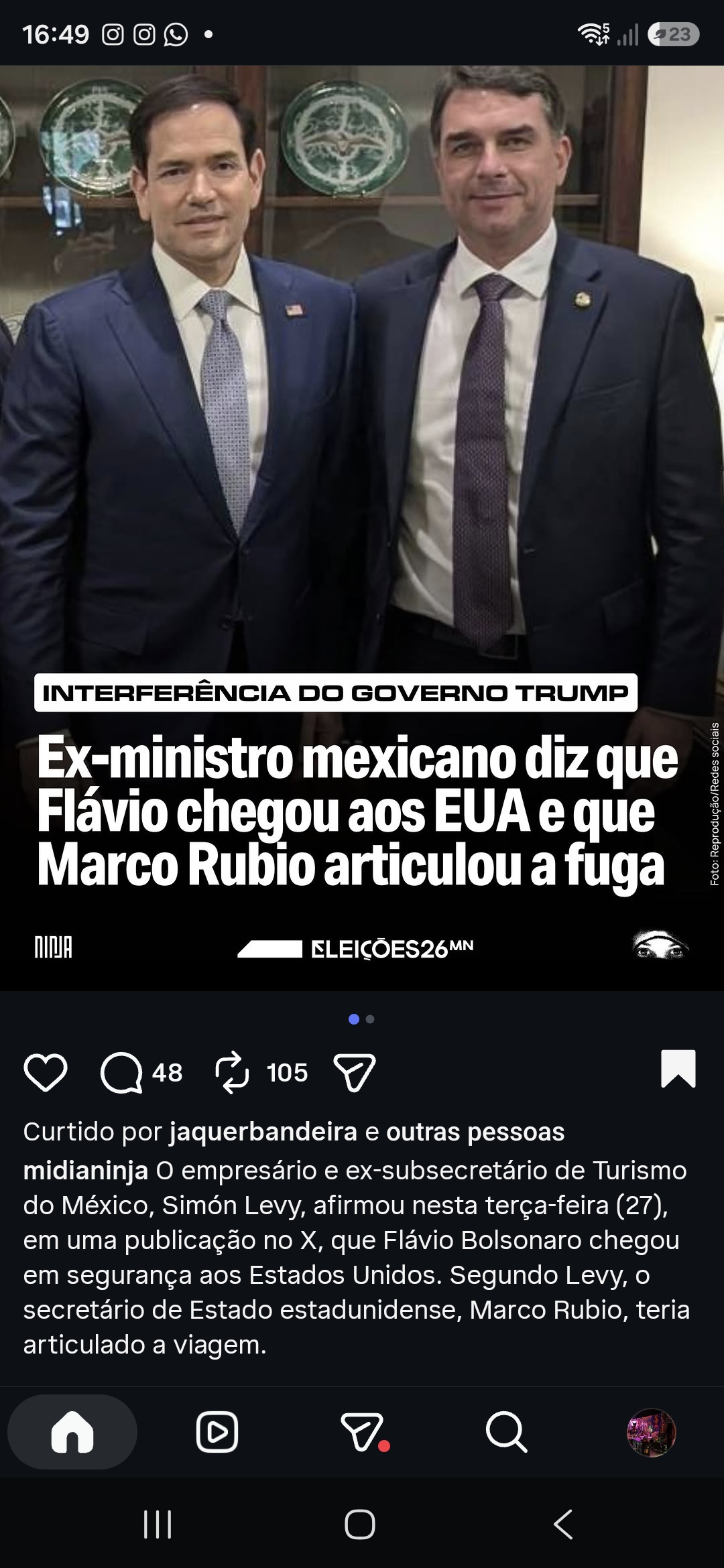 Fuga de Flávio Bolsonaro.